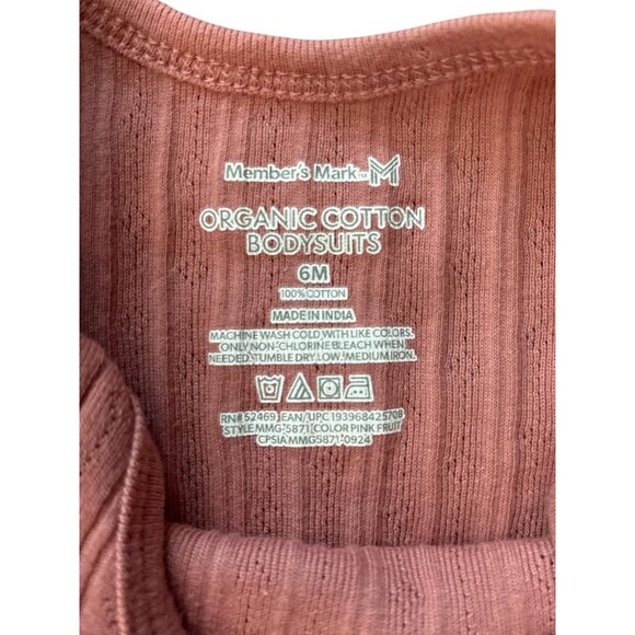 Members Mark Bodysuits Baby Girls 6M Pink Fruit Organic Cotton 4 Pack Flutter - Picture 2 of 5